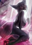  anthro big_breasts big_butt black_body black_fur breasts butt canid canine female fox fur hi_res juliathedragoncat mammal solo translucent 