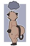  2022 absurd_res anthro big_butt biped butt cloud digital_media_(artwork) domestic_cat felid feline felis hi_res huge_butt male mammal nude purplebubble rear_view simple_background solo thick_thighs wide_hips 