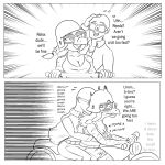  accessory anon_(snoot_game) anthro armor arsenic_iii bald blush breast_grab breasts cleavage clothed clothing comic crossgender dialogue dinosaur dromaeosaurid duo english_text eyewear featureless_face female glasses goodbye_volcano_high grope hair hair_accessory hand_on_breast headgear helmet hi_res human long_hair long_snout male mammal monochrome motorcycle reed_(gvh) reptile scalie snoot_game_(fan_game) snout text theropod vehicle velociraptor video_games 