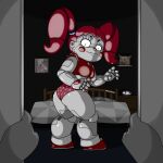  absurd_res animatronic anon bed bedroom big_breasts big_butt blush bottomwear breasts butt butt_focus chica_(fnaf) chubby_female circus_baby_(fnaf) clock closet clothed clothing clown crop_top disembodied_hand eyebrows felid feline female first_person_view five_nights_at_freddy&#039;s footwear freddy_fazbear&#039;s_pizzeria_simulator funtime_chica_(fnaf) furniture green_eyes hair hi_res humanoid lips looking_at_viewer looking_back machine mammal meme model_sheet not_furry panties picture_frame picture_in_picture pigtails pillothestar polka_dot_panties polka_dots rear_view red_cheeks red_clothing red_footwear red_hair red_shoes robot robot_humanoid scottgames shirt shoes sister_location solo surprised_expression thick_bottom_lip thick_eyebrows thick_thighs topwear underwear white_body wide_hips 