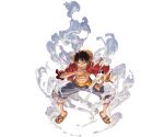  1boy biting black_hair finger_biting granblue_fantasy monkey_d._luffy official_art one_piece sandals shorts steam steaming_body straw_hat_pirates tachi-e transparent_background 