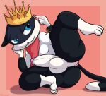  anthro atlus clothed clothing crown hi_res male mazilion megami_tensei megami_tensei_persona morgana_(persona) pantsless pantsless_male partially_clothed short_stack solo 