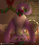  absurd_res anthro bent_over christmas diaper dragon friendship_is_magic hasbro hi_res holidays male mistletoe my_little_pony patreon plant raised_tail scalie secret_desires solo spike_(mlp) 