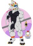  1ceberg absurd_res anthro balls big_pecs erection felid generation_7_pokemon genitals hand_behind_back hi_res legendary_pokemon male mammal mane muscular muscular_male nintendo nipples nude pecs pokemon pokemon_(species) solgaleo solo standing towel waiter white_body 