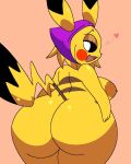  &lt;3 accessory anthro areola big_areola big_breasts big_butt big_nipples blonde_hair breasts butt chubby_female digital_media_(artwork) eyelashes female fur generation_1_pokemon hair hair_accessory hair_ribbon hand_on_butt huge_breasts huge_butt jammedvhs looking_at_viewer low-angle_view mammal nintendo nipples nude open_mouth pikachu pokemon pokemon_(species) rear_view red_cheeks ribbons rodent simple_background slightly_chubby smile smug_face solo standing thick_thighs video_games wide_hips yellow_body yellow_fur 
