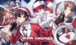  &gt;_&lt; absurdres akechi_gorou amamiya_ren animal_costume bell black_leotard carrot christmas_tree english_text fairy_wings gift hair_ornament hasegawa_zenkichi hat heart highres jingle_bell kitagawa_yuusuke leotard merry_christmas morgana_(persona_5) niijima_makoto ok_sign okumura_haru one_eye_closed persona persona_5 persona_5_the_royal red_hair reindeer_costume sack sakamoto_ryuuji sakura_futaba santa_costume santa_hat scarf sophia_(p5s) takamaki_anne tsubsa_syaoin wings yoshizawa_kasumi 