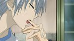  blood eyes_closed eyes_shut fangs fangs_blood finger_licking kiryuu_zero licking licking_finger open_mouth vampire_knight white_hair zero_kiryu 