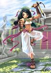  2010 harem_pants hat midriff navel pants sandals see-through soul_calibur soulcalibur_iv talim tank_top tanktop tonfa weapon 