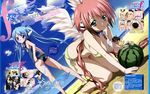  absurdres ass barefoot bikini blue_eyes blue_hair breasts chain cleavage cloud day dutch_angle food fruit hair_ribbon highres ikaros long_hair looking_back magazine_scan medium_breasts multiple_boys multiple_girls nymph_(sora_no_otoshimono) official_art one-piece_swimsuit panties ribbon robot_ears sakurai_tomoki scan school_swimsuit side-tie_bikini sky sora_no_otoshimono swimsuit twintails underwear very_long_hair watanabe_yoshihiro watermelon 