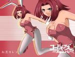  animal_ears bare_shoulders blue_eyes breasts bunny_ears bunnysuit cleavage code_geass female full_body high_heels kallen_stadtfeld leotard long_hair pantyhose red_hair saw_(artist) sawwei005 shoes solo 