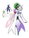  artsy-rc ceruledge fusion gardevoir highres looking_at_viewer no_humans pokemon pokemon_(creature) simple_background sword weapon white_background 