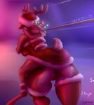  2022 anthro antlers big_butt biped breasts butt camel_toe capreoline christmas christmas_clothing christmas_lights clothing deer digital_media_(artwork) duo embrace female female/female hi_res holidays hooves horn hug huge_butt hugging_from_behind larger_anthro larger_female legwear lyahim mammal panties red_clothing red_legwear red_thigh_highs reindeer scut_tail short_tail size_difference smaller_anthro smaller_female thigh_highs underwear 