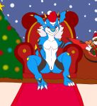  animal_genitalia bandai_namco chicostyx christmas clothing digimon digimon_(species) dragon evolved fakemon flamedramon genital_slit genitals gloves growlmon hair handwear hi_res holidays hybrid male reptile scalie slit sven_the_giramon 