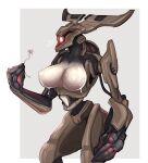  1_eye big_breasts breasts destiny_2 female flower hi_res holding_flower holding_object humanoid inno-sjoa machine metallic_body nipples nude plant question_mark red_eyes robot robot_humanoid robotic_eye solo standing vex_(destiny) 