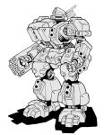  battletech cannon full_body greyscale jiang_(takuminowebmail) mecha monochrome no_humans robot science_fiction simple_background standing walker 