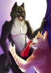  absurd_res anthro canid canine canis duo felid feline hi_res kwakapaint male male/male mammal wolf 