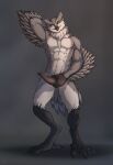  abs anthro avian beak bird bird_feet black_beak black_penis black_sclera black_scutes dizek_(character) feathers feet genitals grey_body grey_feathers hand_behind_head hi_res holding_penis male multicolored_body multicolored_feathers muscular muscular_male orange_eyes owl pecs penis penis_grab plumage pose presenting presenting_penis scuted_hands scuted_legs scutes shaded solo talons tapering_penis tilting_head tres-art two_tone_body two_tone_feathers white_body white_feathers winged_arms wings 