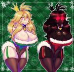  a_hat_in_time aspenofsimpcon big_breasts black_hair blonde_hair breasts christmas christmas_clothing cleavage clothed clothing crown female ghost hair hi_res holidays huge_breasts human humanoid jewelry legwear lingerie long_hair mammal necklace queen_vanessa_(ahit) red_eyes spirit thick_thighs thigh_highs 