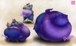  absurd_res anthro belly big_belly big_butt blue_body blue_fur blueberry_inflation bodily_fluids brown_body brown_fur butt canid canine canis cheek_bulge claws clothed clothing cross-eyed dazed dino.d.dice drooling english_text flying_sweatdrops fur growth hand_behind_head hi_res hyper hyper_inflation lying male mammal motion_lines navel on_front open_mouth saliva sequence sloshing_belly solo sound_effects standing surprise sweat sweatdrop teeth text toe_claws tongue tongue_out torn_clothing wolf worried 