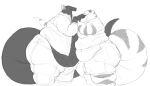  2022 anthro belly big_belly big_tail black_and_white black_body black_skin bottomwear california_kingsnake cettus clothing dragon duo embrace female hand_holding maeve_gibson male male/female monochrome morbidly_obese morbidly_obese_anthro morbidly_obese_female morbidly_obese_male obese obese_anthro obese_female obese_male overweight overweight_anthro overweight_female overweight_male pants reptile scalie shirt sketch snake squish standing striped_body stripes topwear white_body white_skin 