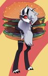  absurd_res anthro burger burger_costume canid canid_demon cheeseburger_costume clothing costume demon female food food_costume haxarts hellhound helluva_boss hi_res kigtoons loona_(helluva_boss) mammal solo 