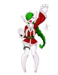  2022 3_fingers absurd_res artakura braided_hair braided_ponytail christmas christmas_clothing clothing ear_piercing ear_ring eyes_closed featureless_feet female fingers gardevoir garter_dagger generation_3_pokemon green_hair hair hair_over_eye happy hi_res holidays humanoid nintendo not_furry one_eye_obstructed piercing pokemon pokemon_(species) ponytail ring_piercing rosary signature simple_background soledad_(atomic417) solo white_background 