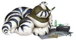  2022 anthro barefoot belly beverage big_tail bottle bottomwear california_kingsnake cettus clothing computer container feet female hand_on_floor hi_res holding_object maeve_gibson morbidly_obese morbidly_obese_anthro morbidly_obese_female obese obese_anthro obese_female overweight overweight_anthro overweight_female pants reptile scalie shirt simple_background sitting snake solo striped_body stripes tools topwear white_background white_body white_skin 