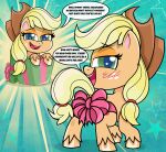  2020 applejack_(mlp) bedroom_eyes blonde_hair blush bow_ribbon butt chibi christmas christmas_present clothing cowboy_hat dialogue digital_drawing_(artwork) digital_media_(artwork) dock earth_pony english_text equid equine eyelashes female feral fetlocks freckles friendship_is_magic fur gift green_eyes hair hasbro hat headgear headwear hi_res holidays hooves horse innuendo looking_at_viewer looking_back looking_back_at_viewer mammal my_little_pony my_little_pony:_pony_life narrowed_eyes on_model open_mouth open_smile orange_body orange_fur orange_hooves pony presenting presenting_hindquarters quadruped seductive smile solo speech_bubble spookitty star text yellow_tail 