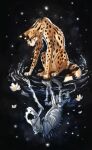 2022 ambiguous_gender black_nose bone cheetah digital_media_(artwork) felid feline feral flashw fur mammal reflection sitting solo spots spotted_body spotted_fur tan_body tan_fur 
