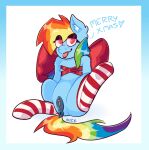  anus bow_(disambiguation) christmas clothing equid equine eyeshadow female feral footwear friendship_is_magic genitals hair hasbro holidays horse legwear makeup mammal multicolored_hair multicolored_tail my_little_pony nickdoesstuff pony pussy rainbow_dash_(mlp) rainbow_hair rainbow_tail socks solo stockings wrapped 