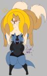  2021 2_tails absurd_res anthro black_body black_fur black_hair blue_body blue_fur blue_hair breasts carrying_partner cheek_tuft dewwydarts dialogue duo emanata facial_tuft female floatzel fluffy fluffy_tail fur generation_4_pokemon grey_background gus_(dewwydarts) hair hi_res larger_male lifting_partner looking_at_viewer lucario male may_(dewwydarts) medium_breasts multi_tail multicolored_body multicolored_fur multicolored_hair nintendo open_mouth orange_body orange_fur overweight overweight_anthro overweight_male pokemon pokemon_(species) purple_eyes red_eyes simple_background simple_eyes size_difference smaller_female standing thick_thighs tuft two_tone_body two_tone_fur two_tone_hair 