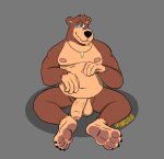  absurd_res anthro balls banjo-kazooie banjo_(banjo-kazooie) bear blue_eyes brown_body brown_fur claws feet foreskin fur genitals hi_res jewelry looking_at_viewer male mammal necklace nipples paws penis rareware shy slightly_chubby smile smiling_at_viewer snout soles solo toe_claws 