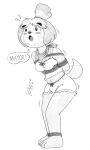  2019 :o animal_crossing anthro arms_tied artist_name bdsm biped bloomers bondage bottomwear bound canid canine canis clothed clothing damsel damsel_in_distress distress domestic_dog female frilly frilly_clothing frilly_underwear graphite_(artwork) greyscale hands_behind_back hi_res isabelle_(animal_crossing) legs_tied limpurtikles mammal monochrome motion_lines nintendo open_mouth partially_clothed pencil_(artwork) restraints rope rope_bondage shih_tzu signature solo speech_bubble standing text topwear toy_dog traditional_media_(artwork) yelling 