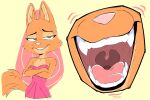  2022 3:2 anthro canid canine clothing crossed_arms diane_foxington dreamworks dress eyebrow_piercing facial_piercing fangs female fox fur gaping_mouth jewelry lecigzz mammal mouth_shot necklace open_mouth orange_body orange_fur piercing solo teeth the_bad_guys uvula 