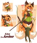  &lt;3 2022 2_tails absurd_res ahoge ambiguous_gender anthro archer archery arrow_(weapon) blush bottomwear bow_(weapon) breasts brown_ears canid canine clothed clothing collar curvy_figure digital_media_(artwork) ear_piercing female fingerless_gloves fingers fox full-length_portrait fur furniture gloves hair handwear hi_res hourglass_figure human hunter jasminthemanticore lidded_eyes lisa_(jasminthemanticore) long_hair looking_at_viewer lying mammal massage multi_tail multicolored_body multiple_images orange_body orange_eyes orange_fur orange_hair pawpads piercing plushie portrait quiver_(arrows) ranged_weapon simple_background smile smiling_at_viewer solo standing topwear weapon white_background white_body white_fur 