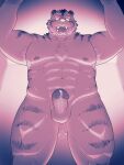  2022 3:4 anthro balls erection felid genitals hi_res humanoid_genitalia humanoid_penis kemono kick_(artist) male mammal muscular muscular_male nipples pantherine penis solo tiger 