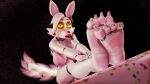  2022 3d_(artwork) 4_toes absurd_res animatronic anthro barefoot breasts canid canine claws digital_media_(artwork) eyelashes falko3458 feet female five_nights_at_freddy&#039;s five_nights_at_freddy&#039;s_2 foot_fetish fox fur genitals hi_res long_ears looking_at_viewer machine mammal mangle_(fnaf) nipples pawpads paws pink_pawpads pose pussy robot scottgames sitting smile soles solo source_filmmaker toe_claws toes white_body white_fur yellow_eyes 