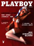  2013 3d_(artwork) ahsoka_tano alien alien_humanoid bikini blue_eyes breasts clothing costume cover digital_media_(artwork) feet female hand_behind_head head_tails hi_res humanoid kondaspeter legwear lips logo looking_at_viewer magazine_cover marilyn_monroe midriff not_furry pinup playboy pose red_body red_skin slave_leia_costume solo star_wars stockings swimwear text thick_lips togruta 