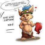  &lt;3 1:1 anthro bottomwear bottomwear_down bulge chest_tuft clothed clothing dialogue english_text eyes_closed eyewear fennephilim_fox goggles hand_on_hip hat headgear headwear hi_res holding_object league_of_legends male nails nipples open_mouth pants pants_down partially_clothed riot_games scarf slightly_chubby smile solo talking_to_another teasing teemo_(lol) teeth text tuft underwear yordle 