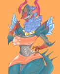  anthro aquatic_dragon bra breasts clothing dragon dress female fur gesture hi_res horn jewelry koco_gi marine non-mammal_breasts pointing pointing_at_self simple_background small_waist smite solo swimwear symbol tiamat_(smite) tongue tongue_out underwear wide_hips 