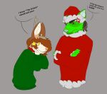  absurd_res annoyed anthro canid canine canis charlie_(deercorg) cheeky christmas clothing costume deer domestic_dog duo dyed_fur harvey_yeenpeenl0rd_(possumgod) herding_dog hi_res holiday_clothing holidays how_the_grinch_stole_christmas! humor hybrid hyena male mammal muscular pastoral_dog possumgod slightly_chubby welsh_corgi 
