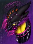  ammylin aphrodisiac aphrodisiac_gas collar disembodied_hand dragon dreamworks feral headgear headshot_portrait hi_res how_to_train_your_dragon male night_fury petplay portrait roleplay scalie shy solo volt_(tehdragonborn) western_dragon yellow_sclera 