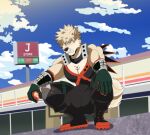  alternate_species angry anthro balls_outline big_bulge bulge canid canine canis clothing crocdragon89 detailed_bulge domestic_dog genital_outline huge_bulge katsuki_bakugou male mammal my_hero_academia solo 