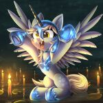  1:1 armor atlas-66 cutie_mark derpy_hooves_(mlp) equid equine fangs feathered_wings feathers female feral friendship_is_magic grey_body grey_feathers hasbro headgear helmet hi_res mammal my_little_pony nightmare_moon_(mlp) solo teeth wings 