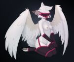  anthro bdsm bondage bound breasts breeze_(thowan) canid canine canis feathered_wings feathers female hair hybrid legs_tied mammal nipples rednroge solo solo_focus wings wolf wrists_tied 