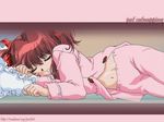  bed momomiya_ichigo navel pillow red_hair sleeping tokyo_mew_mew 