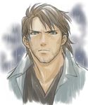  beard brown_hair facial_hair green_eyes iroquois_pliskin male male_focus metal_gear metal_gear_(series) metal_gear_solid rain solid_snake 