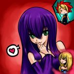  black_magician black_magician_girl dark_magician_girl duel_monster genderswap green_eyes mutou_yugi mutou_yuugi purple_hair yu-gi-oh! yuu-gi-ou yuu-gi-ou_duel_monsters 