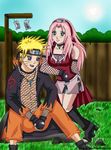  blonde_hair couple flying-rose haruno_sakura long_hair mesh_shirt naruto pink_hair uzumaki_naruto yjksytkjysj 