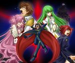  2boys 4girls black_hair blood blue_eyes brown_hair c.c. cc choker code_geass dress euphemia_li_britannia eyes_closed flower gloves green_eyes green_hair hair_bun headband kallen_stadtfeld kururugi_suzaku lelouch_lamperouge long_hair marianne_vi_britannia military military_uniform multiple_boys multiple_girls noka_(pixiv37782) open_mouth pink_hair red_hair rose short_hair tears uniform yellow_eyes 